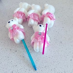 5 Pcs Little Bears Petits oursons for Pen Pencil Straw or to add with Balloons